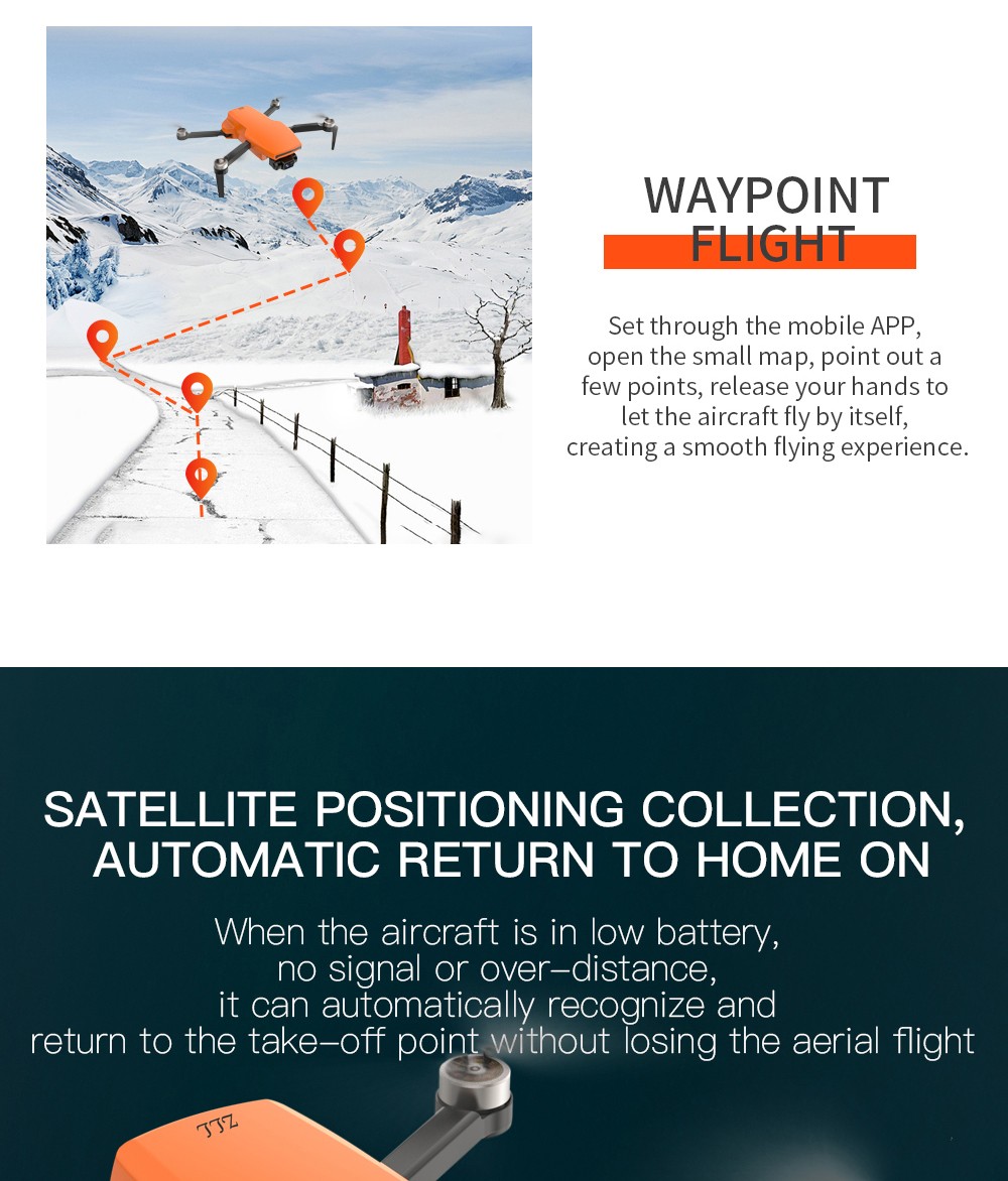 ZLL SG108 Pro RC Drone, 2-axis Anti-shake Gimbal, Dual Camera, APP Control, GPS/GLONASS Double Mode 1 Battery - Orange