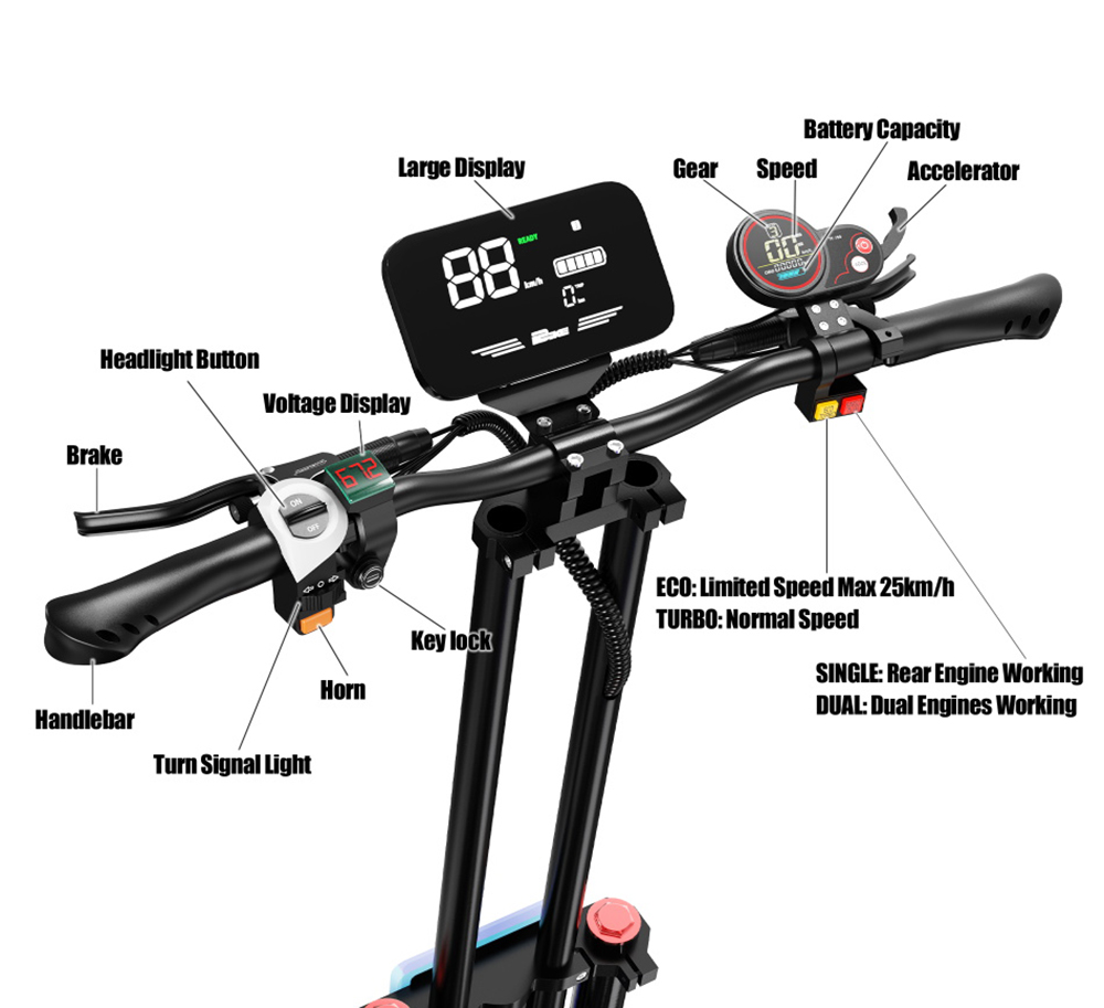 DUOTTS D99 Off-Road Electric Scooter 13 Inch Pneumatic Tires 3000W*2 Dual Motors 85Km/h Max Speed 60V 42Ah Battery 120KM Long Range 150KG Max Load Dual Shock Absorption with Turn Signal Lights Front & Rear Hydraulic Brake Oil Brake