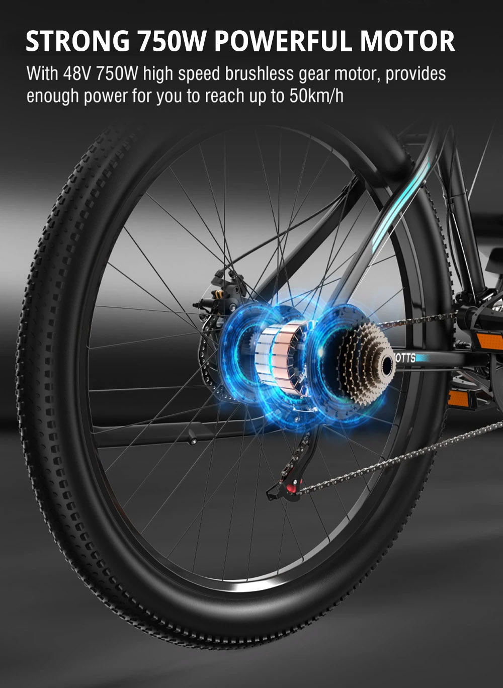 DUOTTS C29 Elektrický horský bicykel 750W 2*48V 15Ah batérie 50km dojazd 50km/h Max. rýchlosť Shimano 21 rýchlostí prevodov