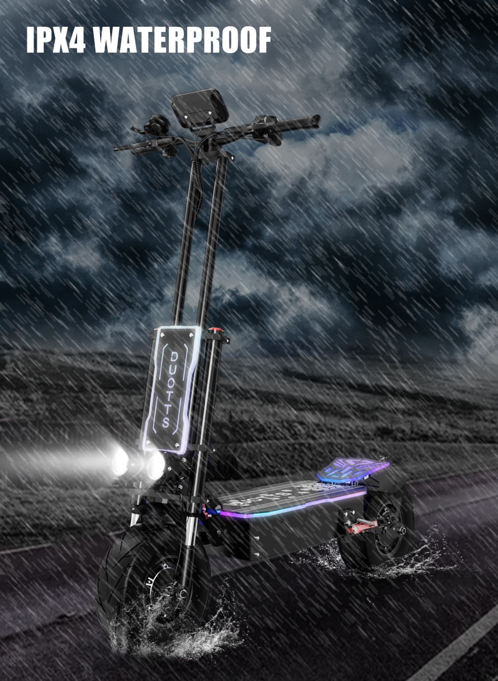 DUOTTS D99 Terénny elektrický skúter 13-palcové pneumatiky 3000W*2 Duálne motory 85Km/h Maximálna rýchlosť 60V 42Ah batéria 120KM Dlhý dojazd 150KG Maximálne zaťaženie Duálne tlmenie nárazov so smerovými svetlami Predná & Zadná hydraulická brzda Olejová brzda