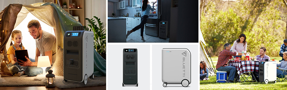 Přenosná elektrárna BLUETTI EP500, 5100Wh LiFePO4 bateriový solární generátor, 2000W AC výstup, Seamless UPS, 15W bezdrátové nabíjení, App Control - EU Plug