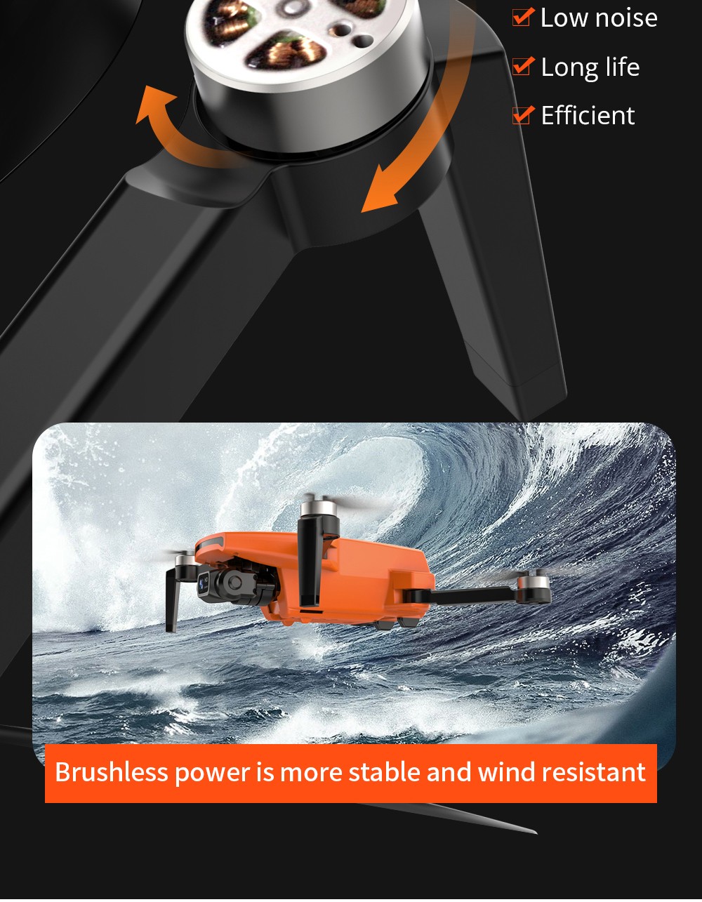 ZLL SG108 Pro RC Drone, 2-axis Anti-shake Gimbal, Dual Camera, APP Control, GPS/GLONASS Double Mode 1 Battery - Orange