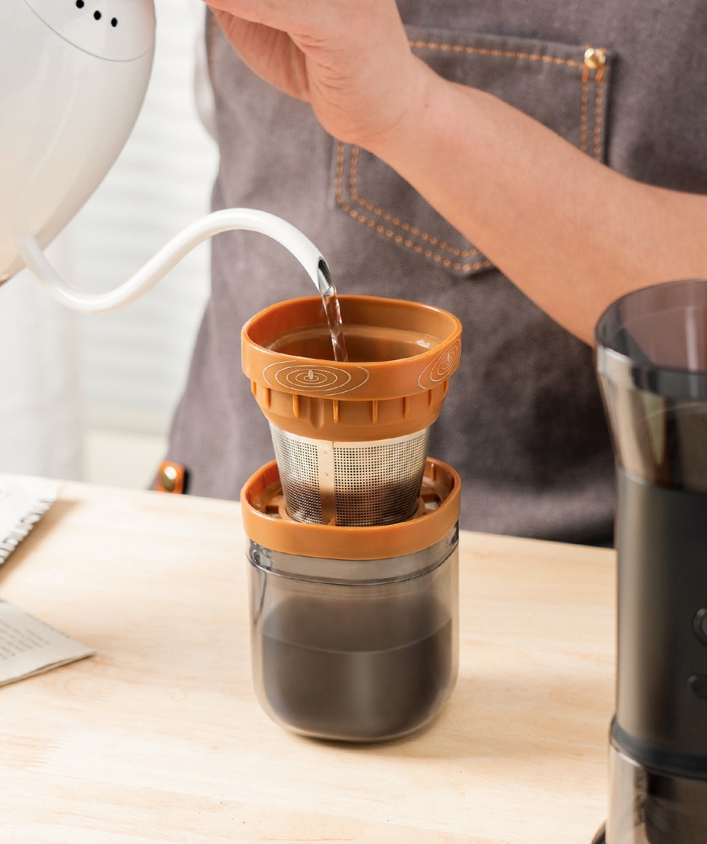 i Cafilas FK13 3 in 1 Grinder Coffee Maker, 20g Bean Container, Pour Over Dripper, Adjustable Grinding Degree, 3300mAh Battery, Removable Structure, for Travel, Camping