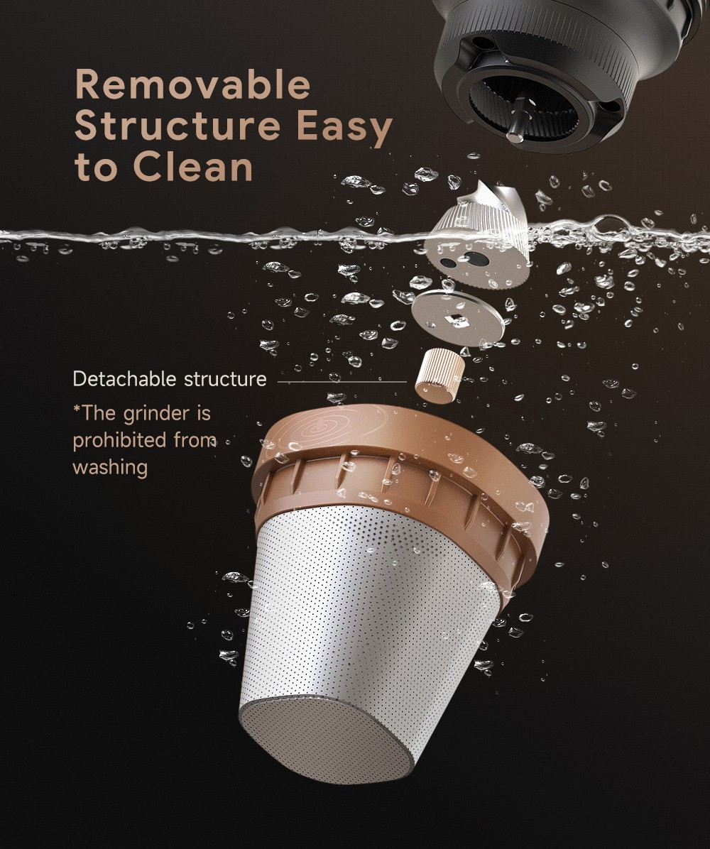 i Cafilas FK13 3 in 1 Grinder Coffee Maker, 20g Bean Container, Pour Over Dripper, Adjustable Grinding Degree, 3300mAh Battery, Removable Structure, for Travel, Camping