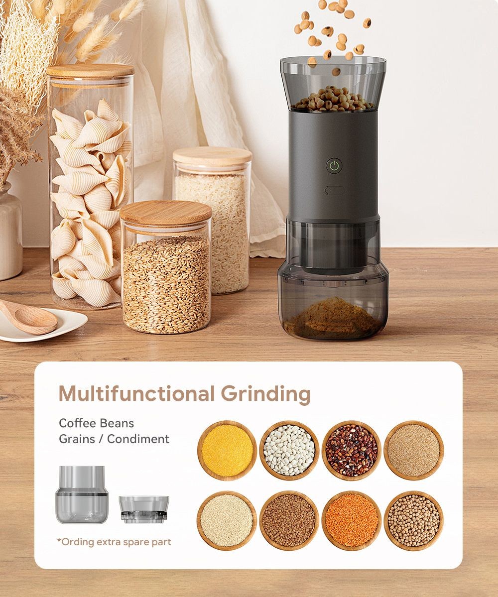 i Cafilas FK13 3 in 1 Grinder Coffee Maker, 20g Bean Container, Pour Over Dripper, Adjustable Grinding Degree, 3300mAh Battery, Removable Structure, for Travel, Camping