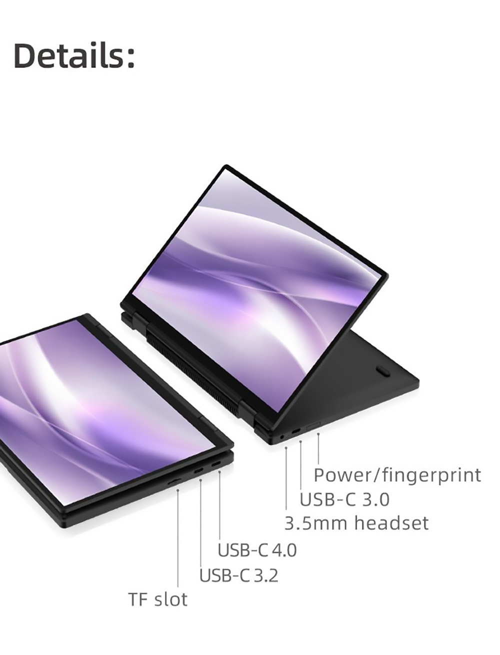 One Netbook 4S Mini Laptop Intel Core i3-1110G4, 16GB LPRRD5 512GB ROM 10.1'' 2.5K LTPS Full Display Black - US Plug