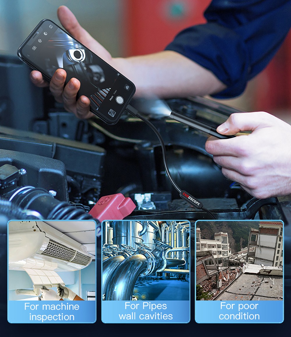 ANESOK W300 WiFi Type-C Portable Endoscope, 2 Megapixels, 1080P Resolution, 6 LEDs, IP67 Waterproof, 1m Cable