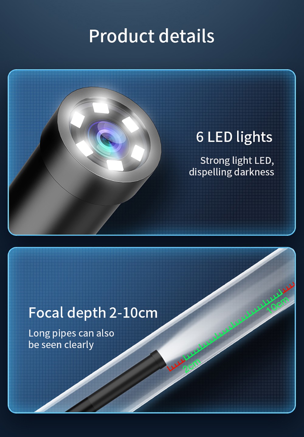 ANESOK W300 WiFi Type-C Portable Endoscope, 2 Megapixels, 1080P Resolution, 6 LEDs, IP67 Waterproof, 1m Cable