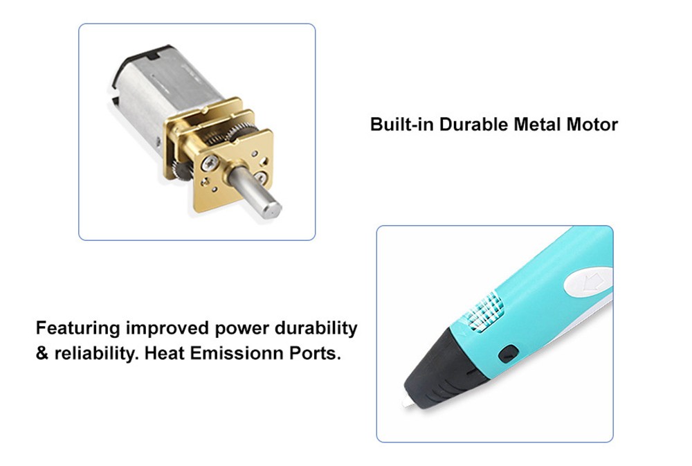 ABS/PLA 3D Printing Pen, 0.7mm Nozzle, Adjustable Printing Speed, LCD Screen - Blue