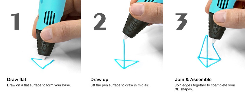 ABS/PLA 3D Printing Pen, 0.7mm Nozzle, Adjustable Printing Speed, LCD Screen - Blue