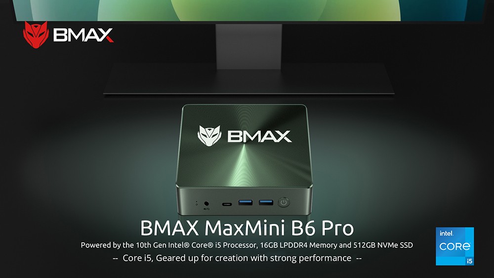 BMAX B6 Pro Mini PC Intel Core i5-1030NG7, 16GB LPDDR4 512GB SSD, Windows 11, 5G WiFi