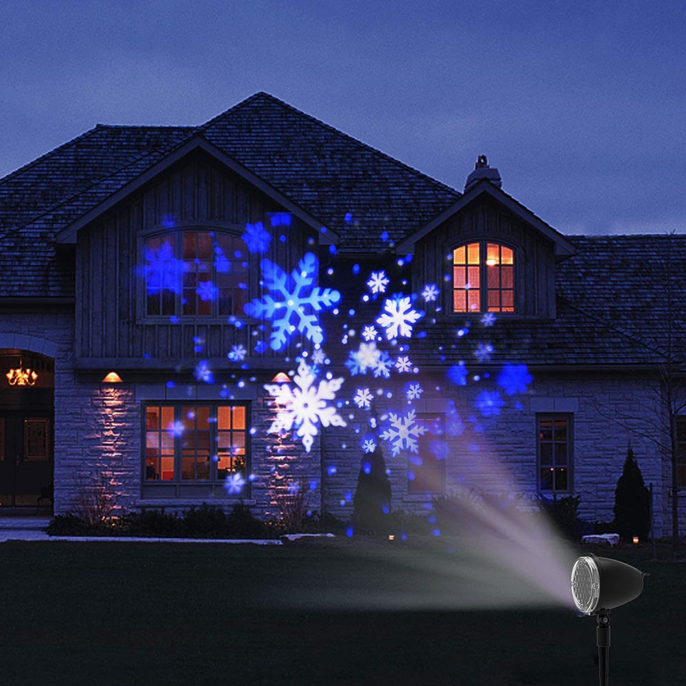 Christmas Snowfall Projector Lights, Dynamic LED Garden Snowflake Lights, IP65 Waterproof, for Halloween Holiday Wedding Party Decoration - EU Plug