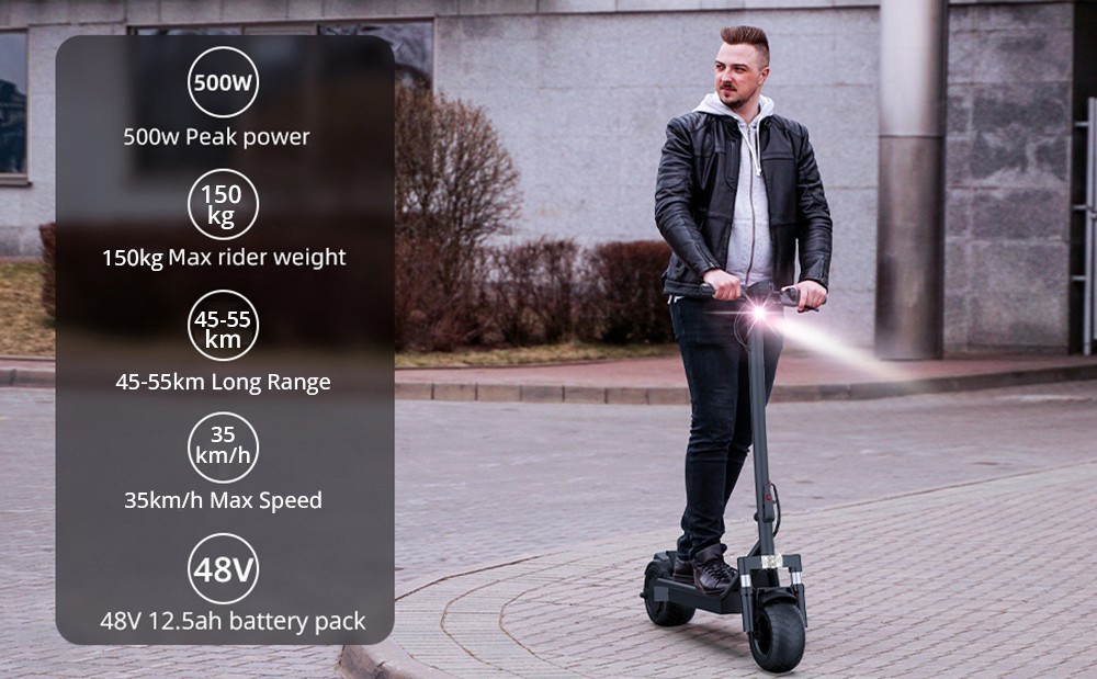 ES01 Electric Scooter 9in Wide Tire 500W Motor 40km/h Max Speed 12.5Ah Battery 45-55km Range 150kg Load Support APP Control