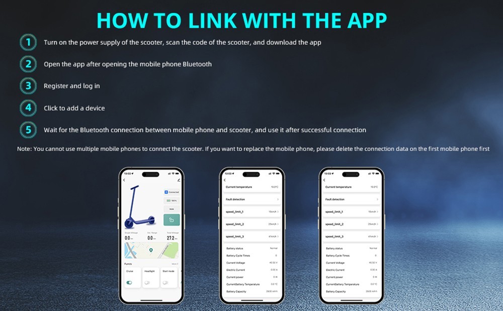 ES01 Electric Scooter 9in Wide Tire 500W Motor 40km/h Max Speed 12.5Ah Battery 45-55km Range 150kg Load Support APP Control