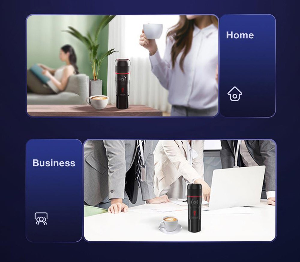 HiBREW H4 Portable Car Coffee Machine with Adapter, 15 Bar Pressure, DC 12V Espresso Coffee Maker with Adapter, 60ml Water Tank, Compatible with Nestle Original/DG Capsule/Ground Coffee