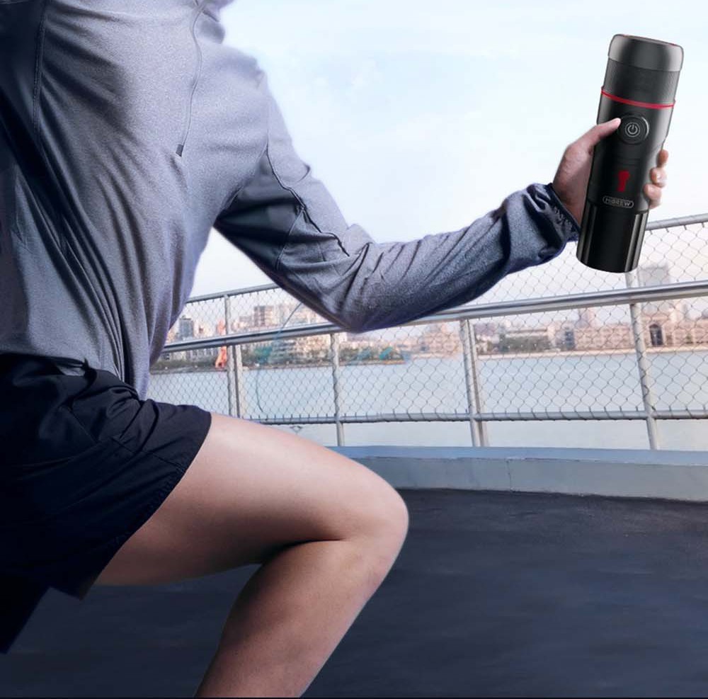 HiBREW H4 Portable Car Coffee Machine with Adapter Storage Bag, 15 Bar Pressure, DC 12V Espresso Coffee Maker, 60ml Water Tank, Compatible with Nestle Original/DG Capsule/Ground Coffee