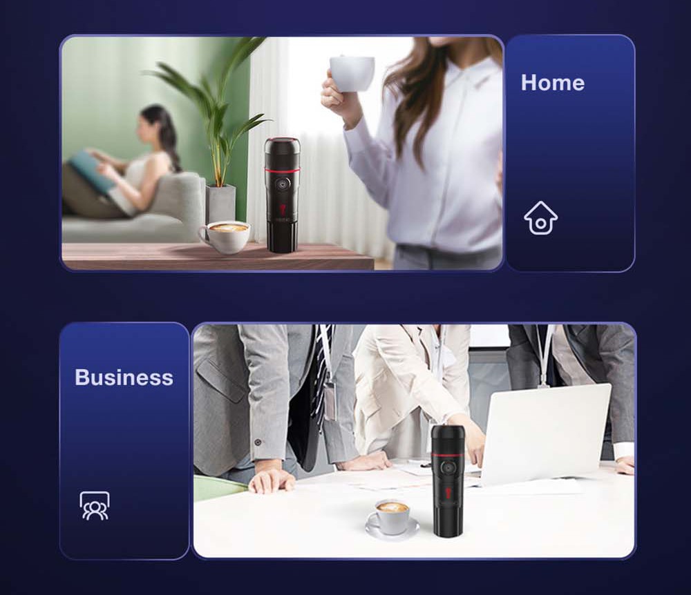 HiBREW H4 Portable Car Coffee Machine with Adapter Storage Bag, 15 Bar Pressure, DC 12V Espresso Coffee Maker, 60ml Water Tank, Compatible with Nestle Original/DG Capsule/Ground Coffee