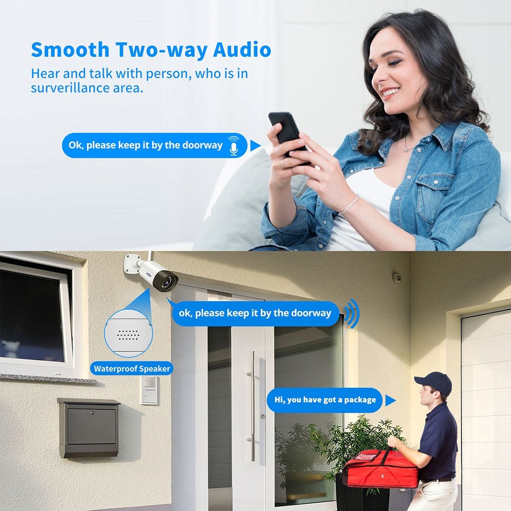 Hiseeu 8CH Wireless Security Camera, 5MP PTZ Wireless Camera, Work with CCTV System, Color Night Vision, 2-Way Audio, Motion Detect, App Alert, Remote View, IP66 Waterproof, with 1TB HDD