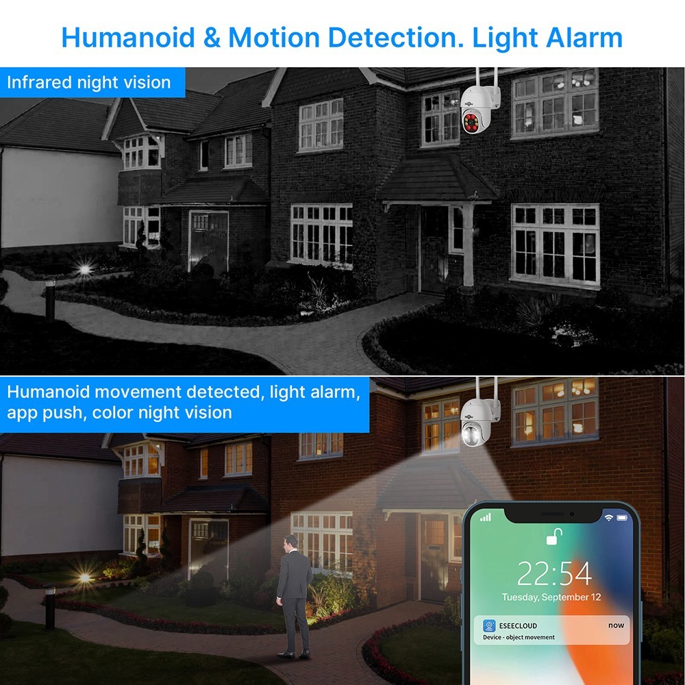 Hiseeu 8CH Wireless Security Camera, 5MP PTZ Wireless Camera, Work with CCTV System, Color Night Vision, 2-Way Audio, Motion Detect, App Alert, Remote View, IP66 Waterproof, with 1TB HDD