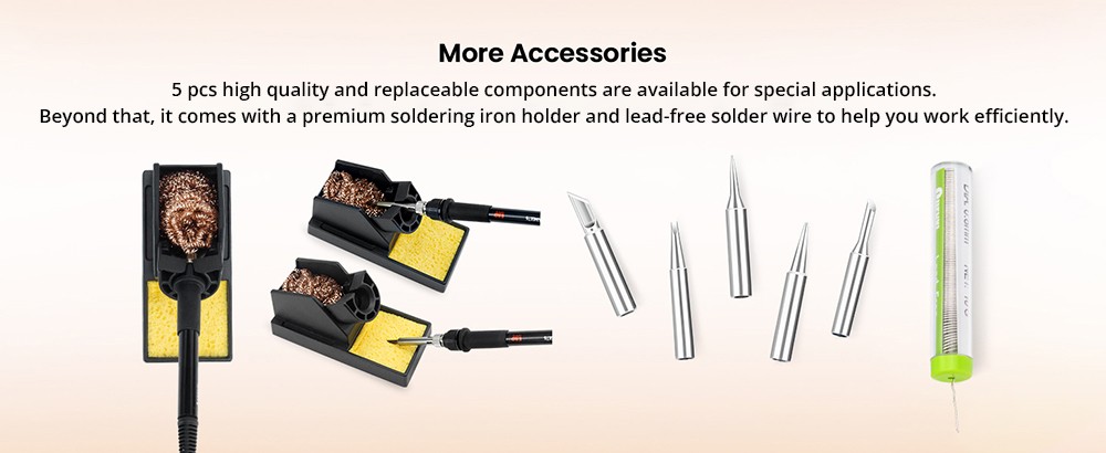 KAIWEETS KOT936 Electric Soldering Station, 60W Power Consumption, 200-480 Celsius Temperature Range, 900M Soldering Iron Tips