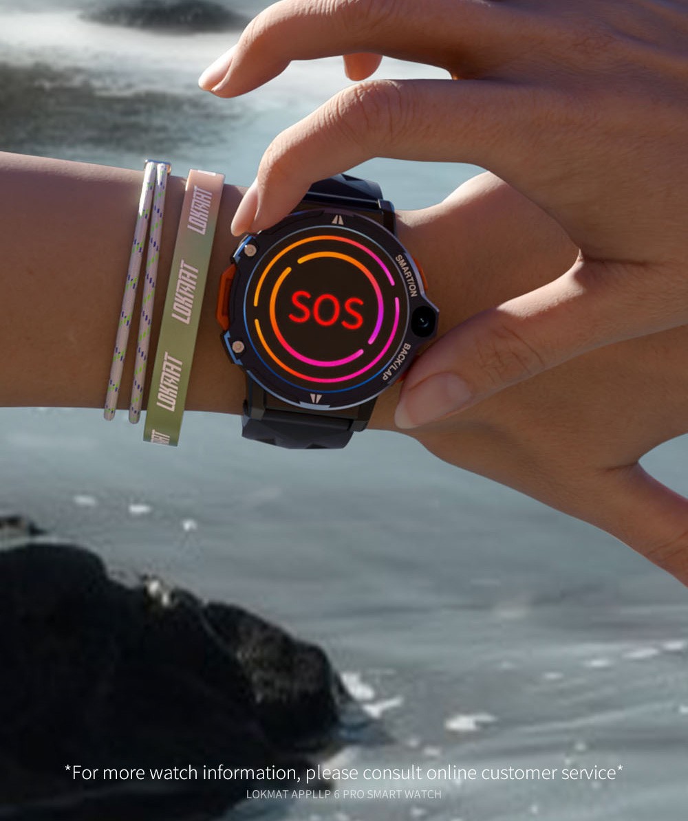 LOKMAT APPLLP 6 Pro 4G LTE Phone Watch, 3GB RAM 64GB ROM, Heart Rate Monitor, Support 2.4G WiFi, Beidou, GPS - Silver