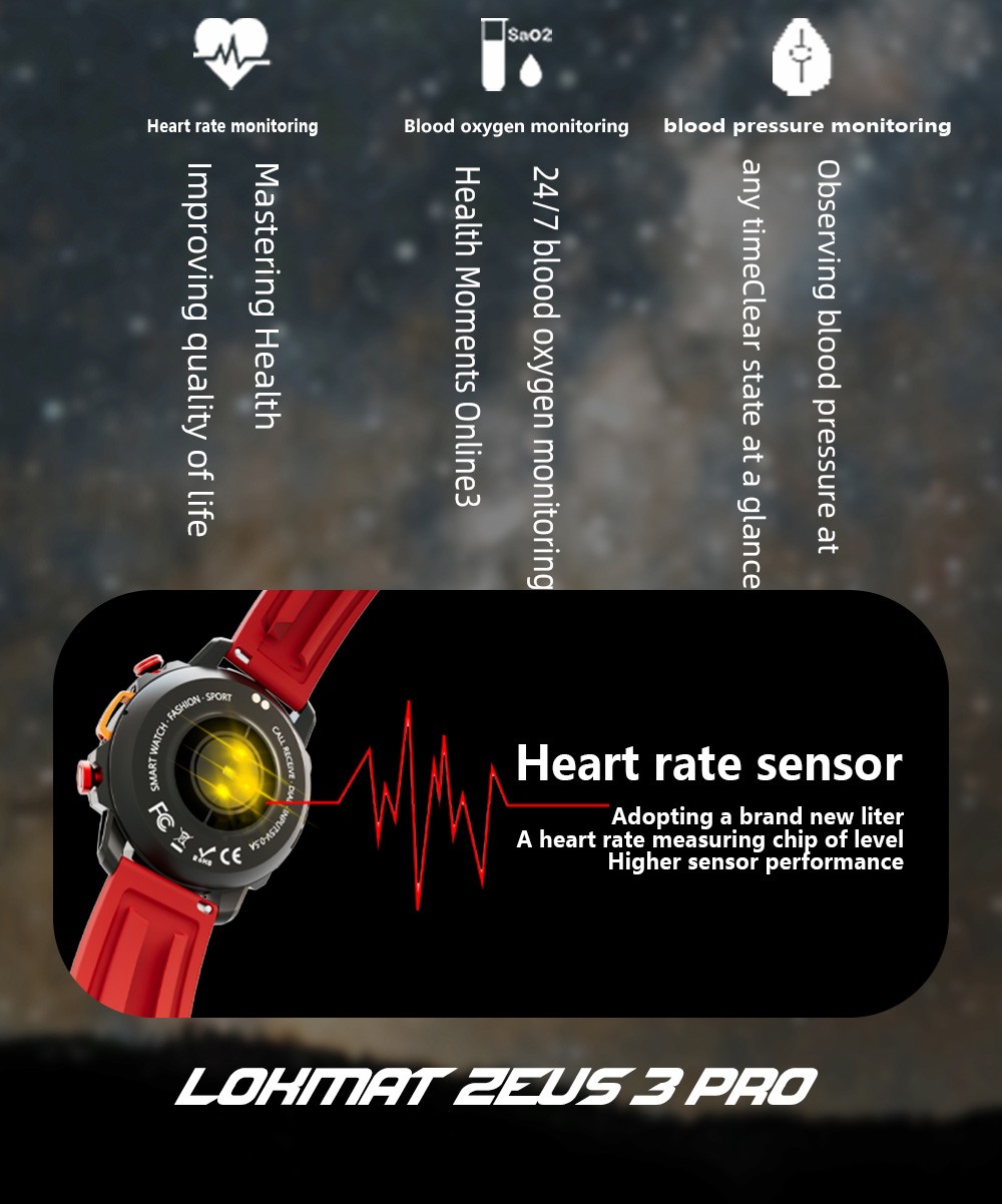 LOKMAT ZEUS 3 Pro Smartwatch 1.39 TFT Screen Heart Rate, Blood Pressure, SpO2 Monitor Bluetooth 5.1 - Blue