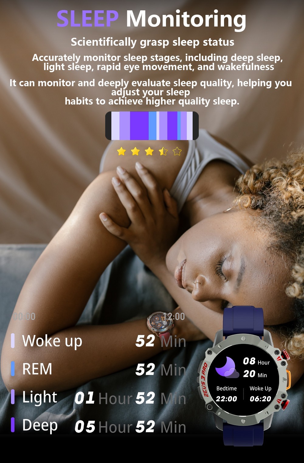LOKMAT ZEUS 3 Pro Smartwatch 1.39 TFT Screen Heart Rate, Blood Pressure, SpO2 Monitor Bluetooth 5.1 - Blue