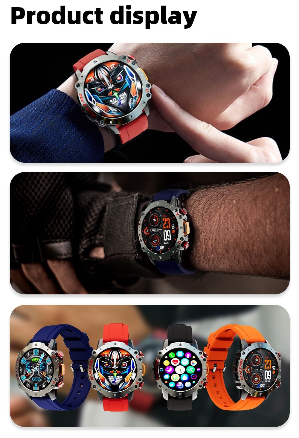 LOKMAT ZEUS 3 Pro Smartwatch 1.39 TFT Screen Heart Rate, Blood Pressure, SpO2 Monitor Bluetooth 5.1 - Blue