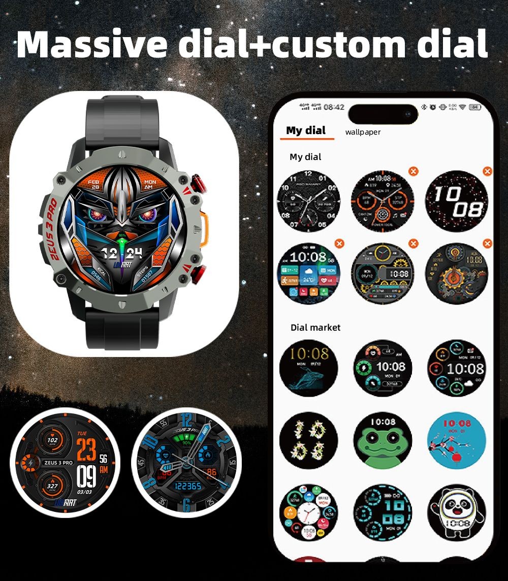 LOKMAT ZEUS 3 Pro Smartwatch 1.39 TFT Screen Heart Rate, Blood Pressure, SpO2 Monitor Bluetooth 5.1 - Red