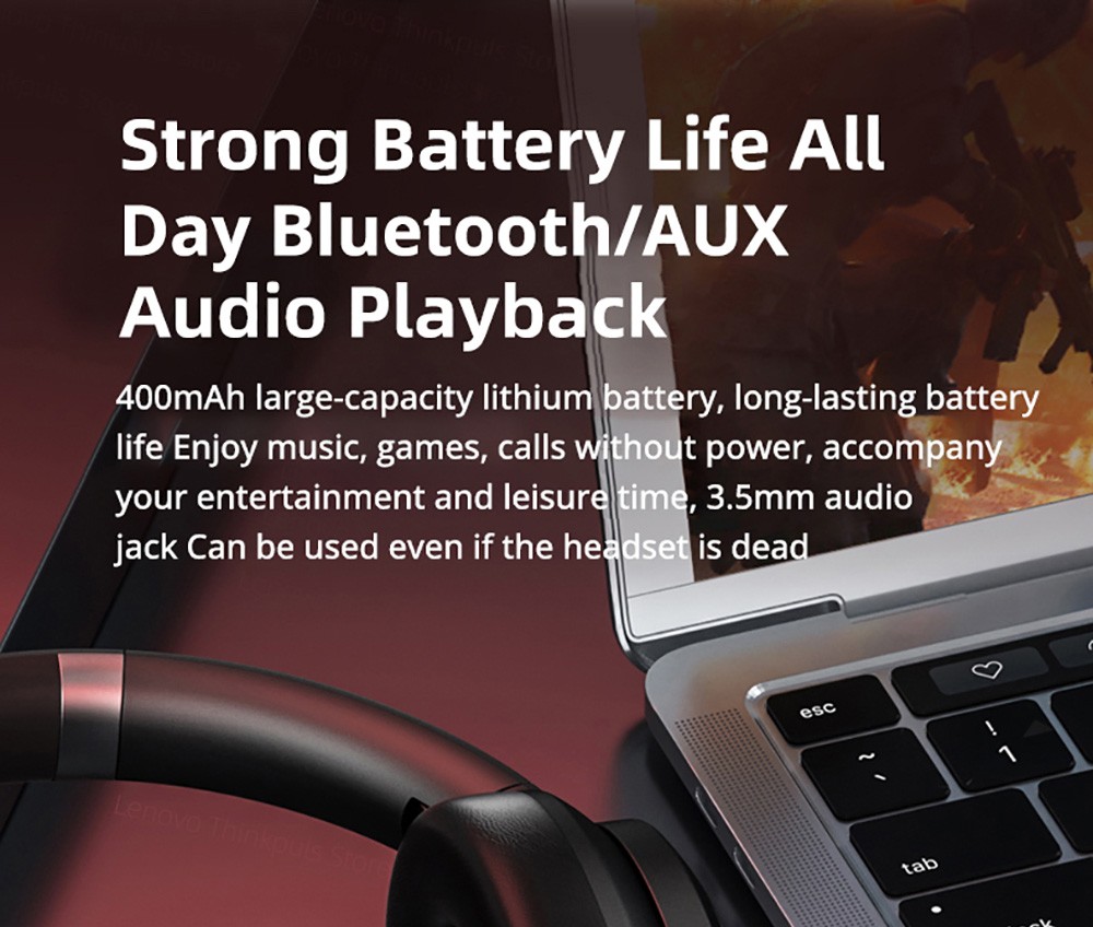 Lenovo Thinkplus TH40 Headset Bluetooth 5.0 - Black