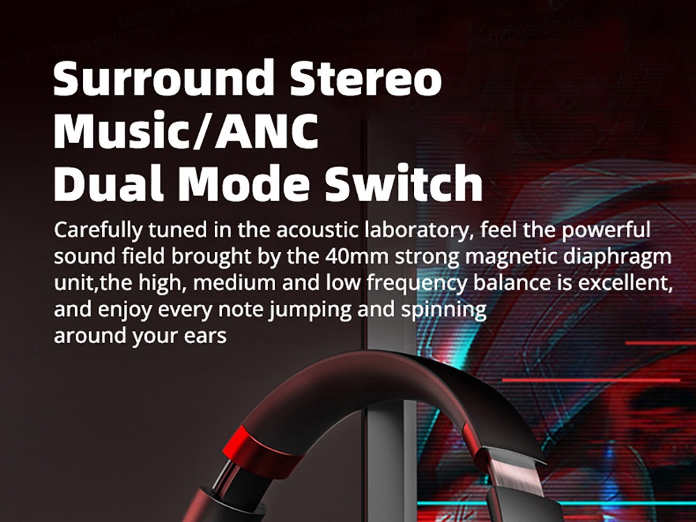 Lenovo Thinkplus TH40 Headset Bluetooth 5.0 - Black