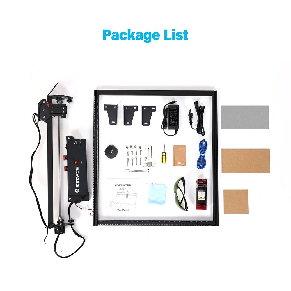 Mecpow X3 Laser Engraver, 5W Laser Power, Fixed-Focus, 0.01mm Accuracy, 10000 mm/min Engraving Speed, Safety Lock, Emergency Stop, Flame Detection, Gyroscope Sensor, 410x400mm - US Plug