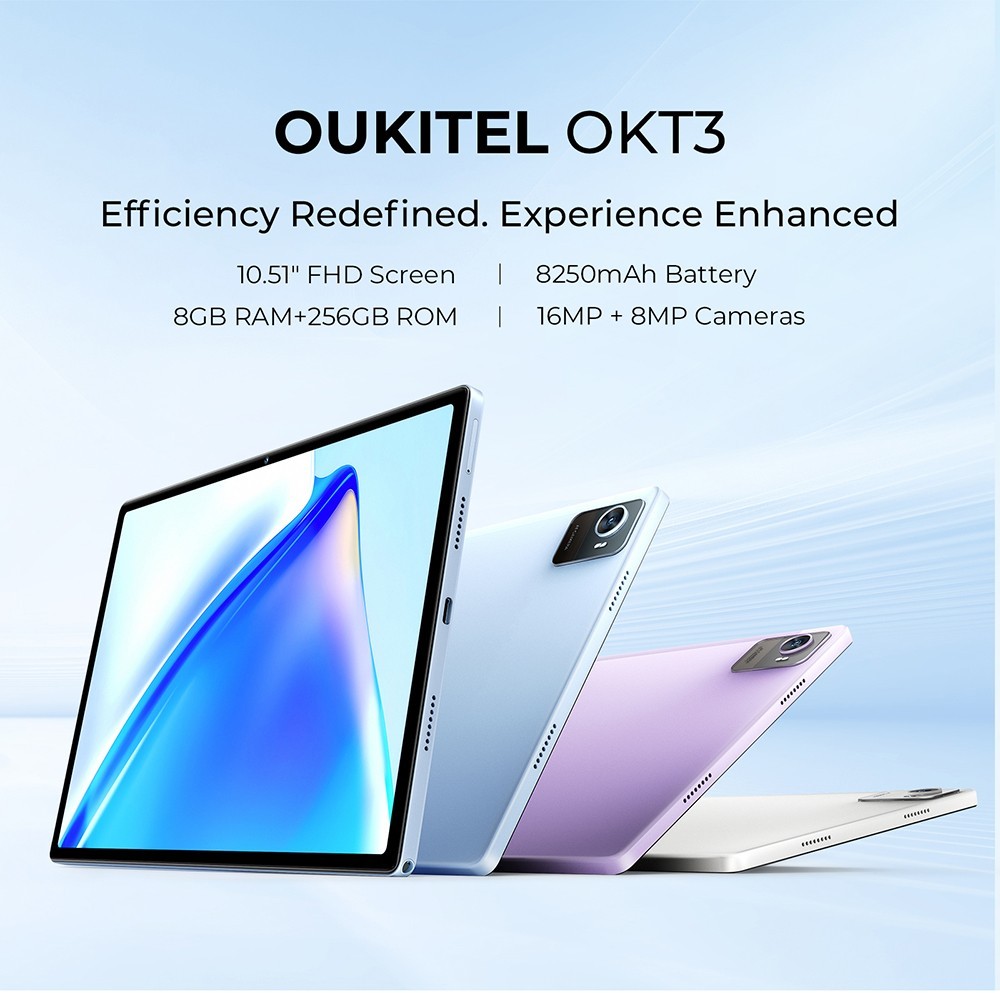 Oukitel OKT3 Tablet 10.51in FHD 1920*1200, Spreadtrum T616 CPU 8GB RAM 256GB ROM Android 13.0 5G WiFi - modrý