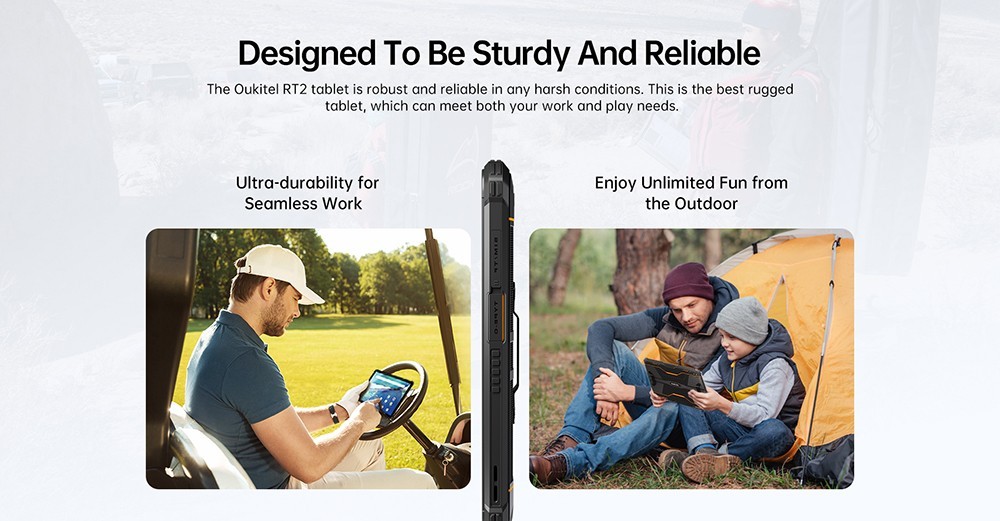 Oukitel RT2 10.1in Tablet MediaTek MT8788 8GB RAM 256GB ROM Android 12 Dual 16MP Camera 20000mAh Battery 4G Dual SIM WiFi - Black