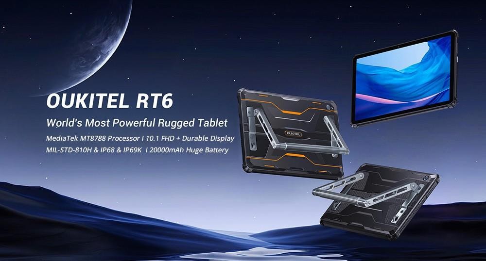 Oukitel RT6 10.1in Tablet Mediatek MT8788 8GB RAM 256GB ROM Android 13 Duálny 16MP fotoaparát 20000mAh batéria 4G Dual SIM WiFi - čierny