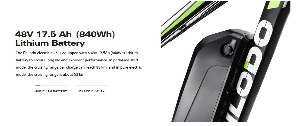 PHILODO H7 Elektrofahrrad 26 * 4.0in Reifen 1000W Motor 48V 17.5Ah Batterie 88km Laufleistung Shimano 21 G&auml;nge Getriebe - Gr&uuml;n
