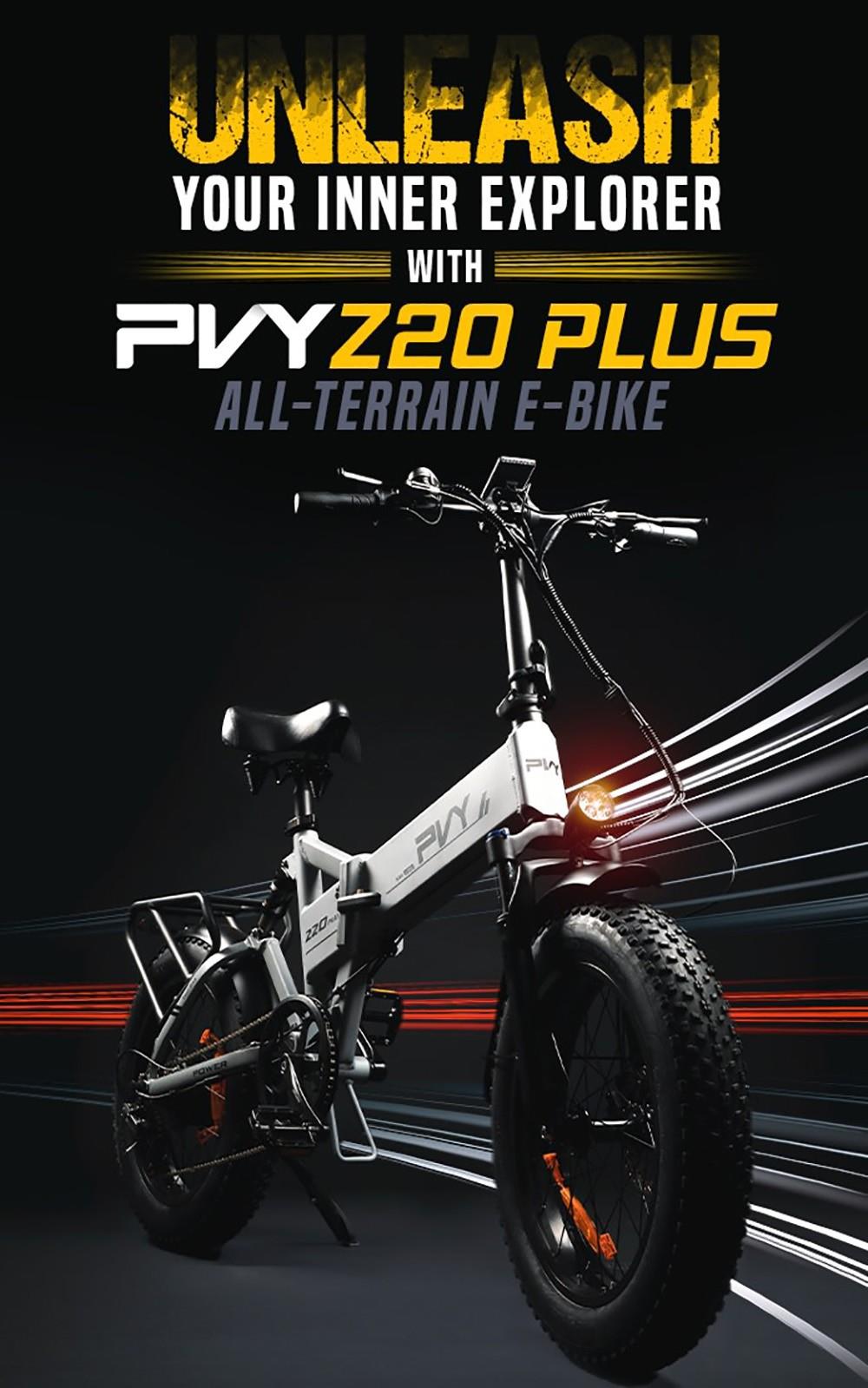 PVY Z20 Plus Folding E-Bike 20*4.0 palcov Fat Tires 1000W Motor 50km/h Rýchlosť 48V 16.5Ah batéria 80-120km dojazd 150kg zaťaženie Shimano 7-rýchlostný elektrický horský bicykel - oranžový