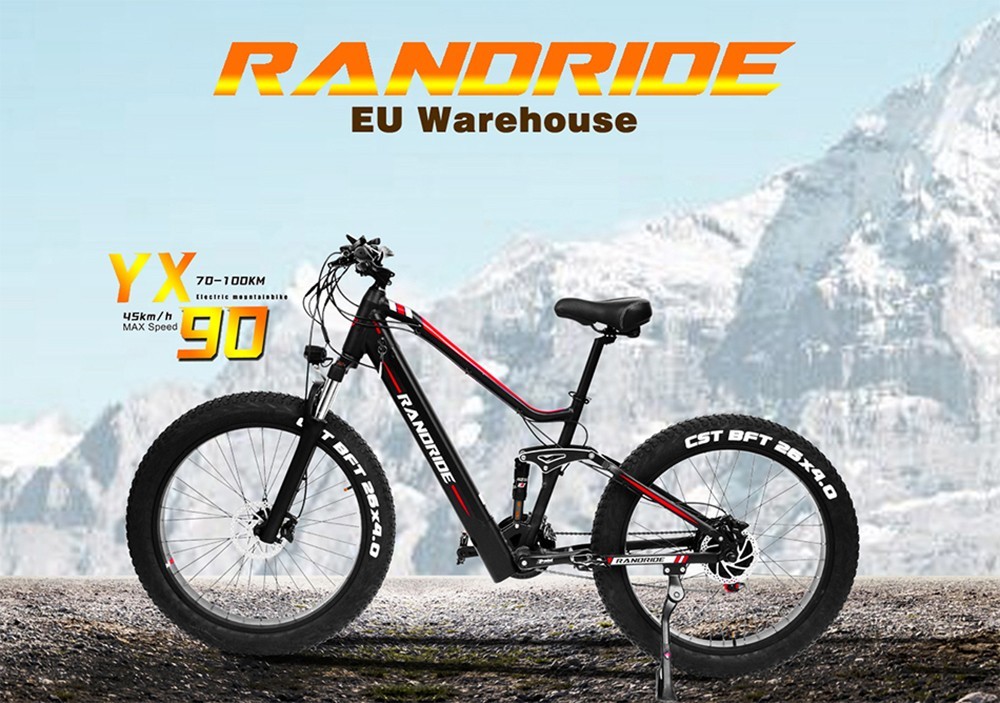 RANDRIDE YX90 Elektrobicykel 1000W Motor 45km/h Max. rýchlosť 48V 13,6Ah Batéria 50-60 Max. dojazd 26*4.0'' Fat Tire 150kg Load