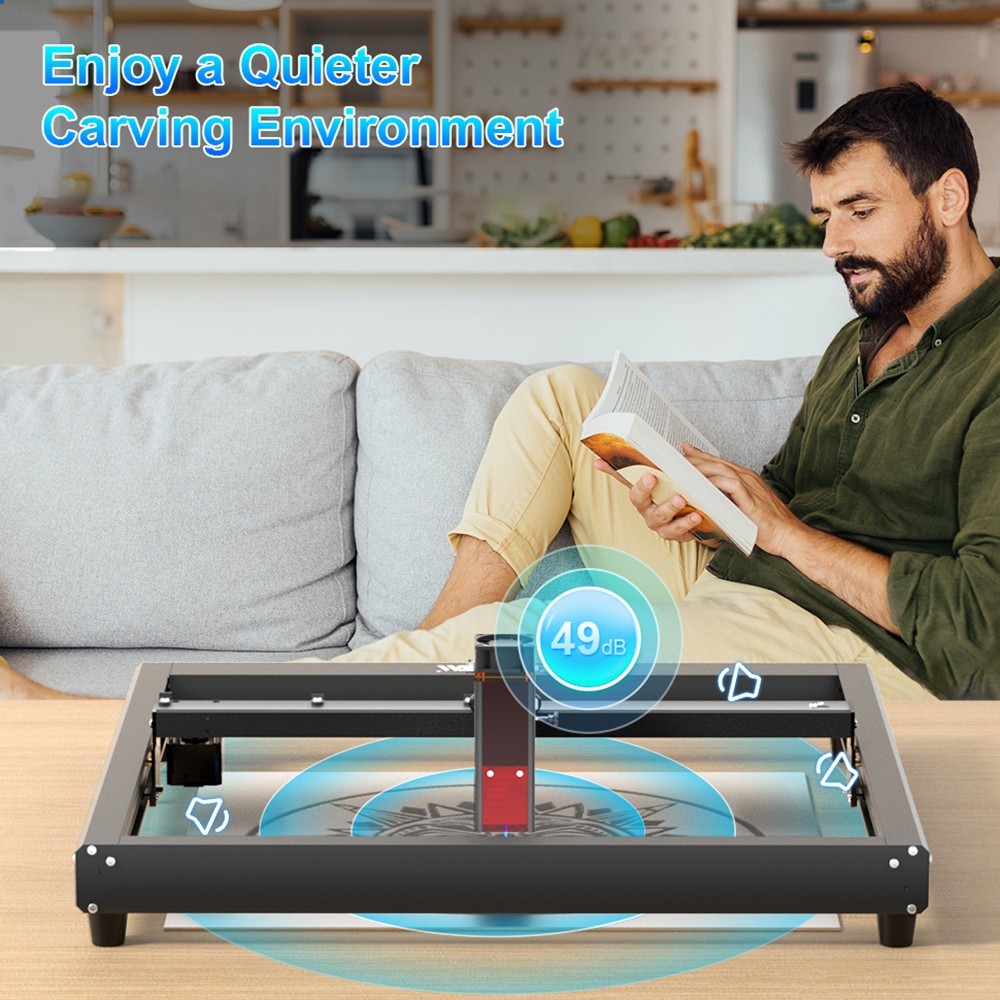 WAINLUX JL7 Laser Engraver Cutter, 10W Laser Power, Knob Fixed Focus, 0.05*0.08mm Compressed Spot, 0.01mm Engraving Precision, 12000mm/min Engraving Speed, App Control, 400*400mm