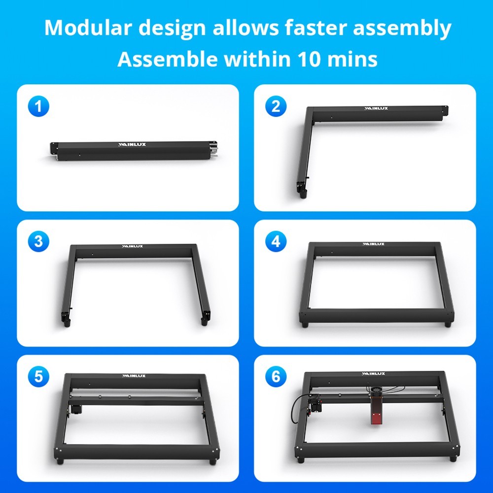 WAINLUX JL7 Laser Engraver Cutter, 10W Laser Power, Knob Fixed Focus, 0.05*0.08mm Compressed Spot, 0.01mm Engraving Precision, 12000mm/min Engraving Speed, App Control, 400*400mm