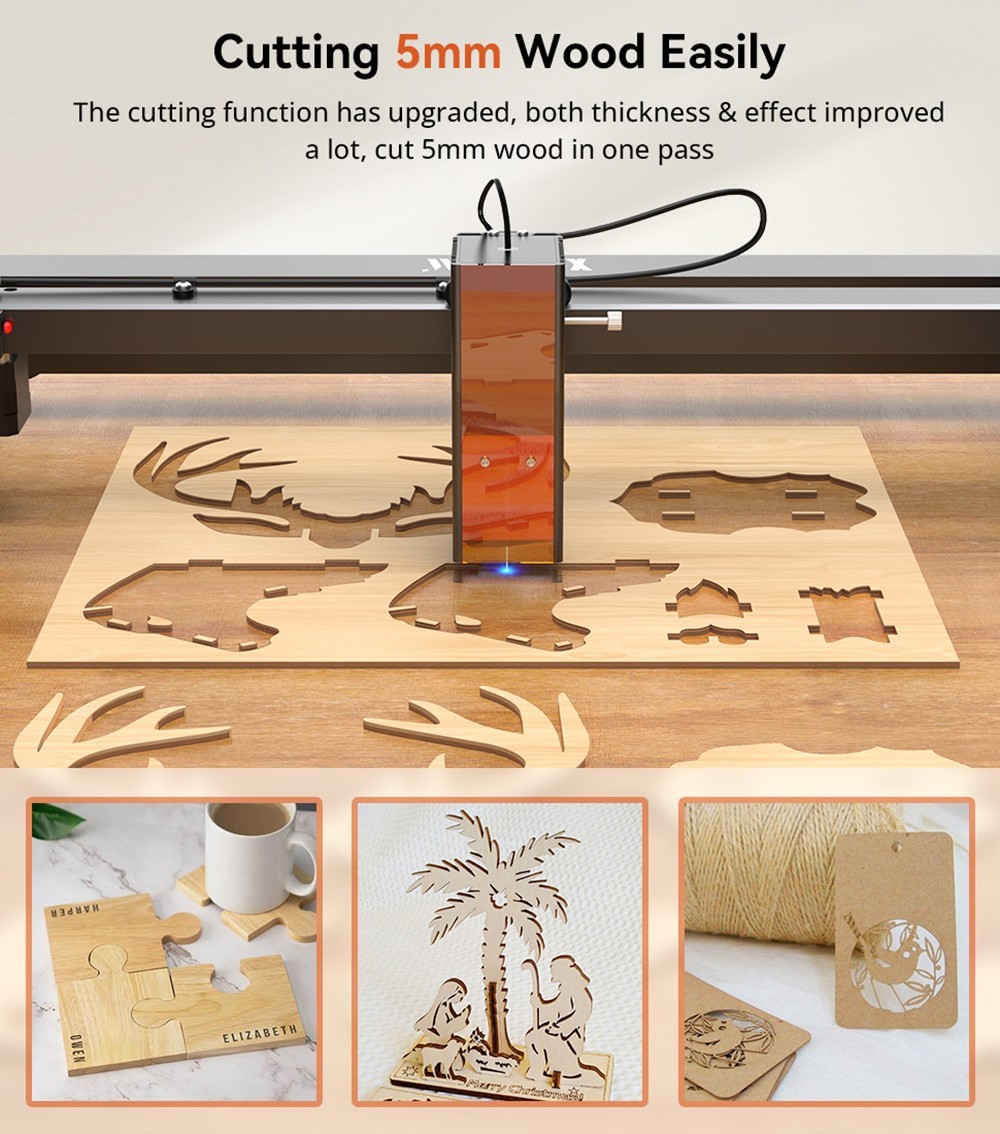 WAINLUX JL7 Laser Engraver Cutter, 10W Laser Power, Knob Fixed Focus, 0.05*0.08mm Compressed Spot, 0.01mm Engraving Precision, 12000mm/min Engraving Speed, App Control, 400*400mm