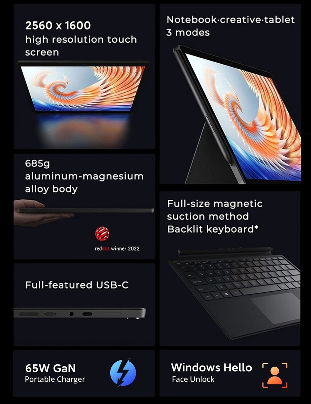 Xiaomi Book CN Version 2-in-1 Laptop with Keyboard 12.4in Touch Screen Snapdragon™ 8cx Gen 2 Octa-core CPU, 8GB RAM 256GB ROM Windows 11