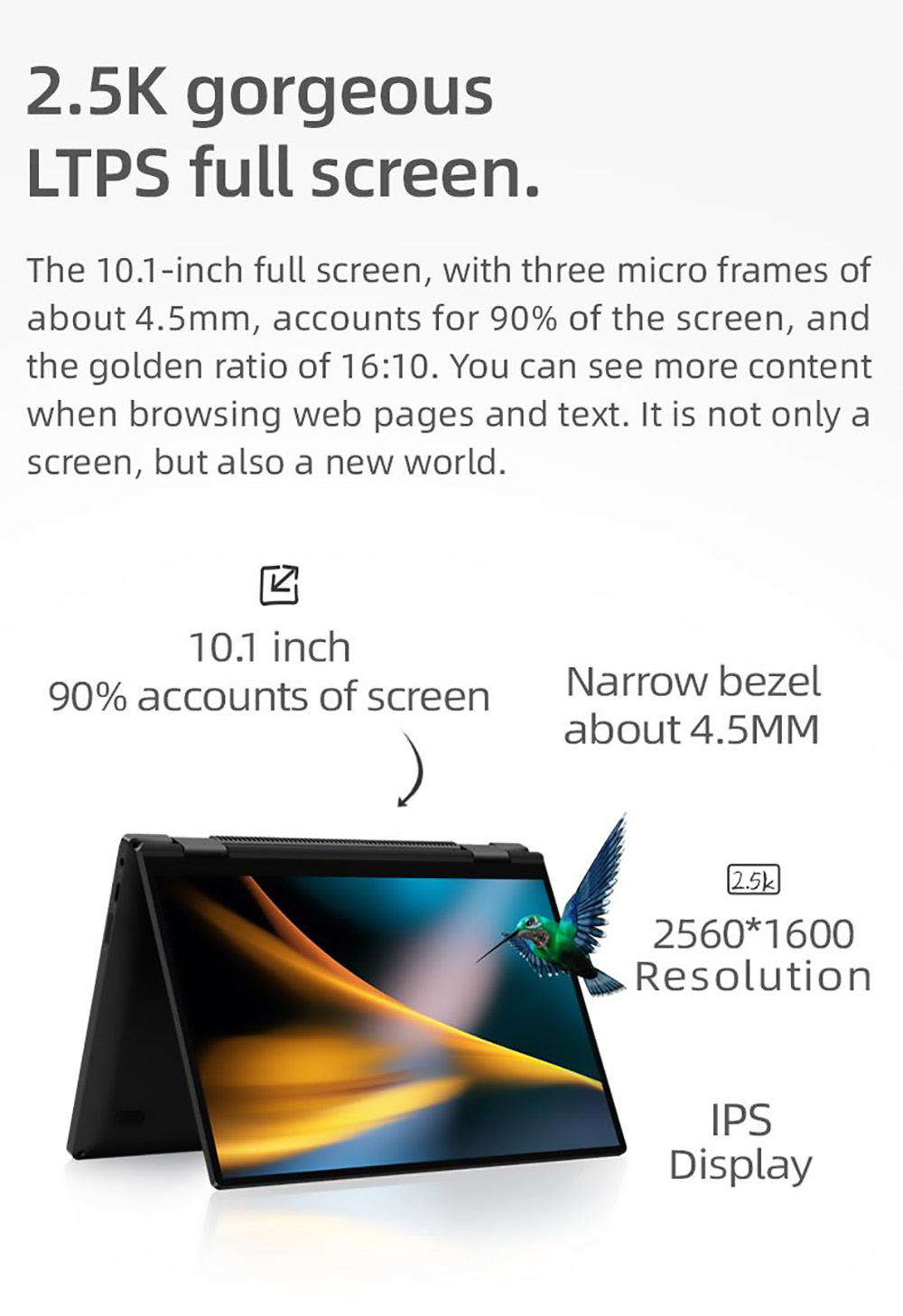 One Netbook 4S Mini Laptop Intel Core i3-1110G4, 16GB LPRRD5 512GB ROM 10.1'' 2.5K LTPS Full Display Black - US Plug