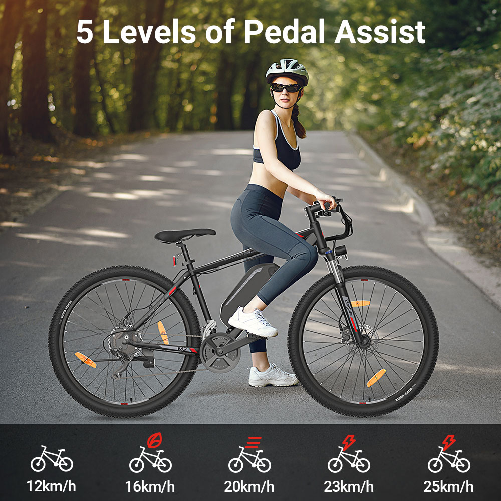 2PCS Eleglide M2 Electric Bike 27.5 inch Pneumatic Rubber Tire 250W Motor 25km/h Speed 36V 15Ah Battery 125km Range 120kg Load Shimano 24-Speed Gear Hydraulic Disc Brakes with APP Control Electric Bicycle