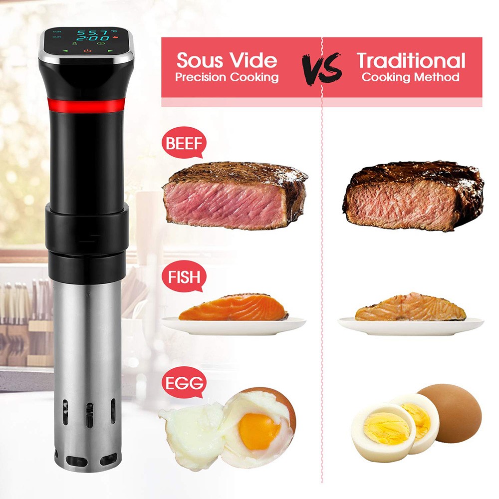 Sous Vide Cooker Machine, 1100W Vacuum Slow Cooker Heater, LED Touch Screen, 25-95 Celsius Temperature Range