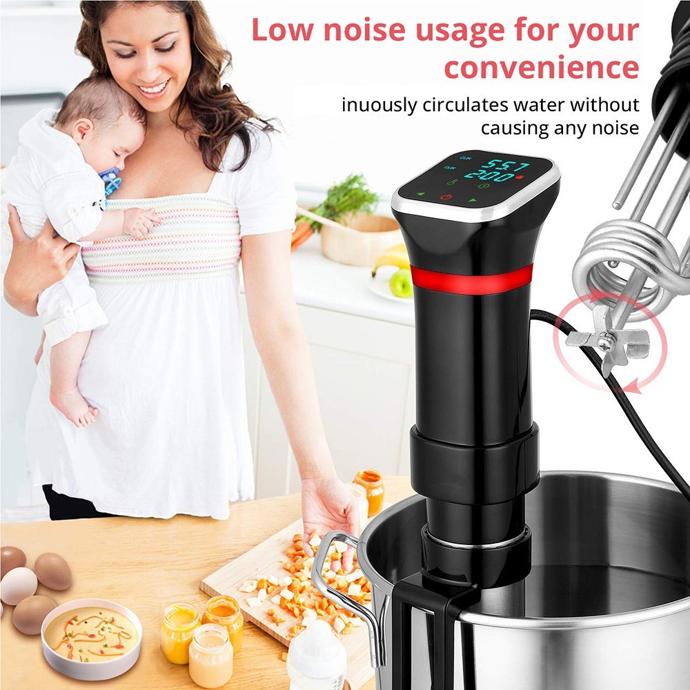 Sous Vide Cooker Machine, 1100W Vacuum Slow Cooker Heater, LED Touch Screen, 25-95 Celsius Temperature Range