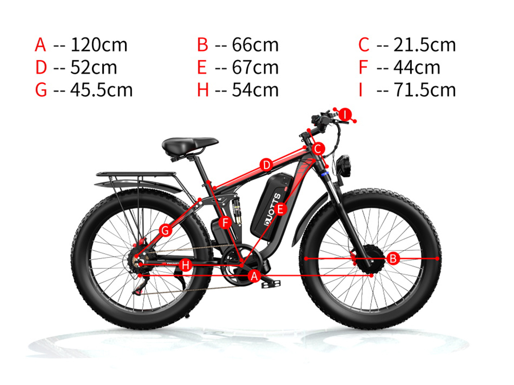 DUOTTS S26 Electric Bike 750W*2 Motors 50km/h Max Speed 26*4.0 inch Inflatable Fat Tires 48V 19.2Ah LG Battery 120km Range Shimano 7-Speed 150kg Max Load