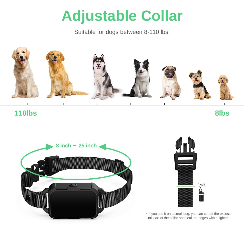 Fluffee RC09 Dog Training Collar, 3 Training Modes, Remote Control, LED Display, USB Charging, IP67 Waterproof - Black