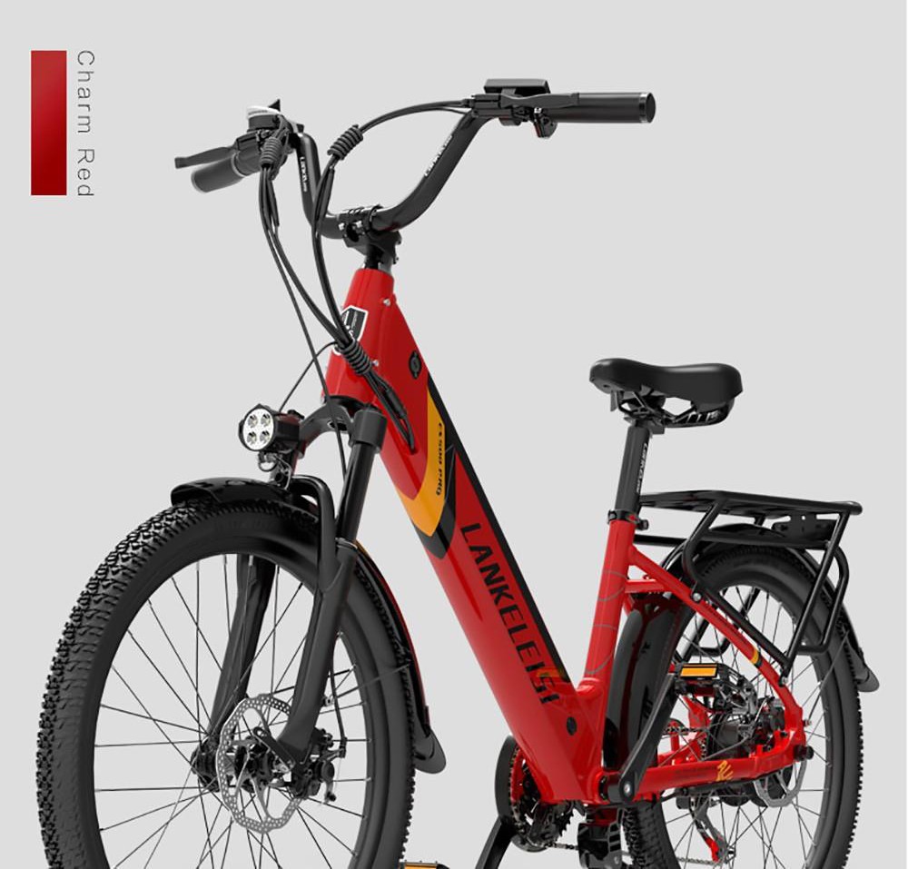 LANKELEISI ES500PRO Electric Bike 500W Motor 48V 14.5Ah Battery 24'' Tire 32km/h Max Speed Shimano 7 Speed Gear - Grey