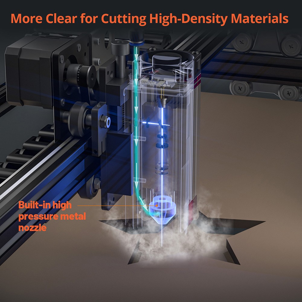 NEJE E40 11W Laser Module, Dual Beams, Built-in High Pressure Air Assist, Designed for Laser Cutting